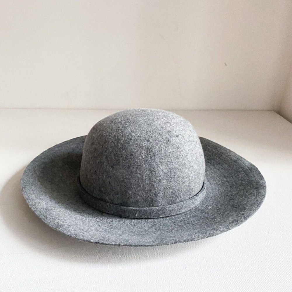 Holt Renfrew Grey wool Floppy  Brim Boho Hat Italy M